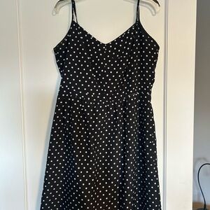 J. Crew Black and White Polka Dot Midi Dress